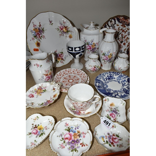 491 - A GROUP OF ROYAL CROWN DERBY PORCELAIN, comprising thirteen pieces of Royal Crown Derby 'Derby Posie... 