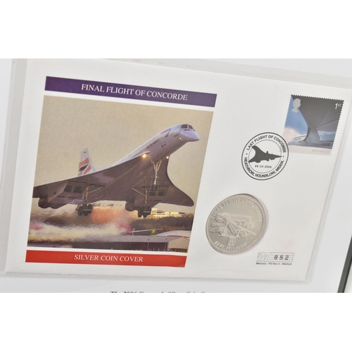 135 - A SELECTION OF MAINLY COINS, to include a 2006 Concorde Silver coin cover from Westminster commemora... 