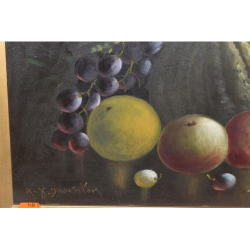 593 - A. J. THORNTON (19TH / 20TH CENTURY) THREE STILL LIFE STUDIES OF FRUIT, two are in portrait format a... 