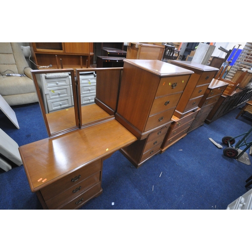 1377 - A STAG MAHOGANY FIVE PIECE BEDROOM SUITE, comprising a dressing table, with a triple mirror, another... 