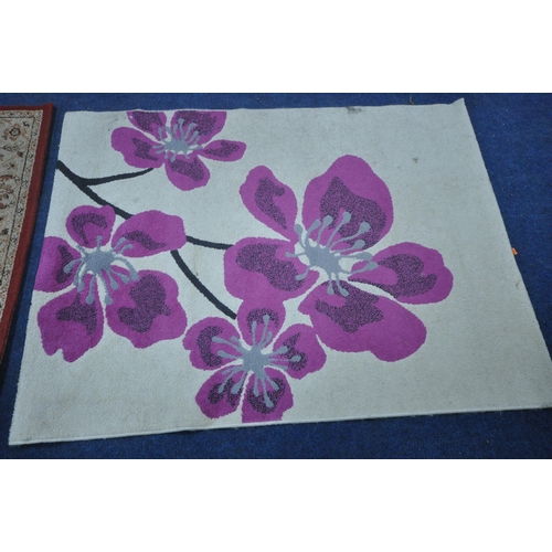 1382 - A MODERN PATTERNED RUG, 190cm x 135cm, and a floral rug (condition report: in need of cleaning) (2)