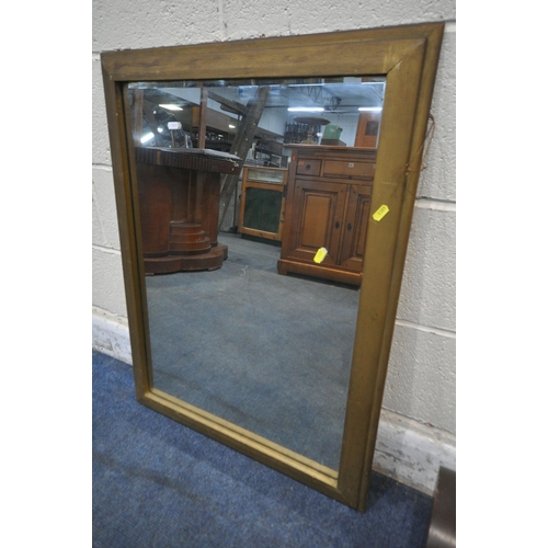 1385 - A 20TH CENTURY OAK CASED SINGER SEWING MACHINE, along with a rectangular wall mirror (condition repo... 