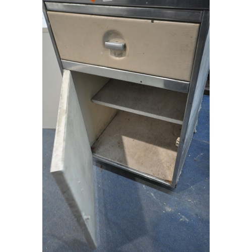 1392 - AN ENAMEL AND STAINLESS STEEL KITCHEN UNIT, with a single drawer and cupboard, width 54cm x depth 53... 