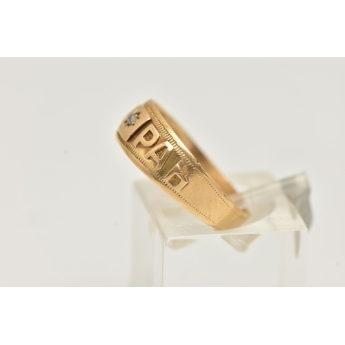 2 - AN EARLY 20TH CENTURY, 18CT GOLD 'MIZPAH' RING, with a star set rose cut diamond, hallmarked 18ct Bi... 