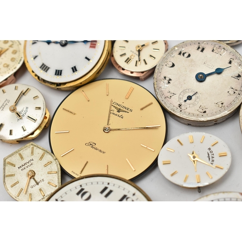 41 - A SMALL ASSORTMENT OF WATCH MOVEMENTS, to include a ladies 'Omega' watch movement, movement signed '... 