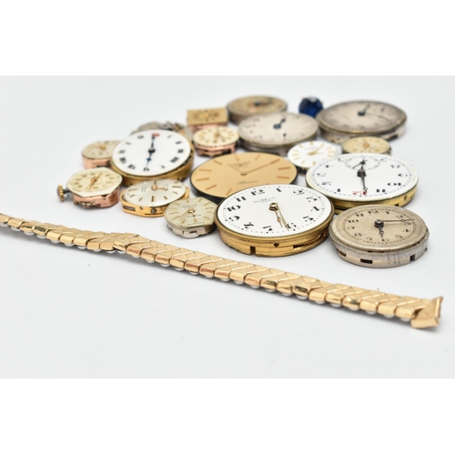 41 - A SMALL ASSORTMENT OF WATCH MOVEMENTS, to include a ladies 'Omega' watch movement, movement signed '... 