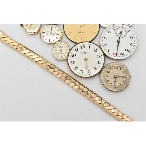 41 - A SMALL ASSORTMENT OF WATCH MOVEMENTS, to include a ladies 'Omega' watch movement, movement signed '... 