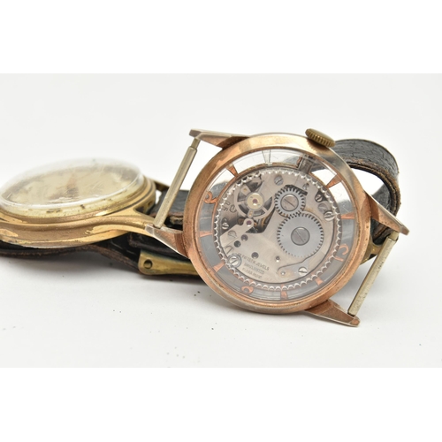 57 - TWO WATCHES, the first a mid century hand wound movement, round green dial signed 'Wara', baton mark... 