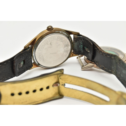 57 - TWO WATCHES, the first a mid century hand wound movement, round green dial signed 'Wara', baton mark... 