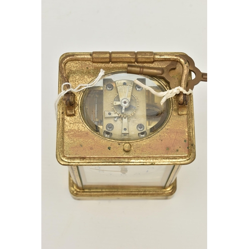 108 - A FRENCH REPEATER BRASS CARRIAGE CLOCK, a rectangular form clock, Arabic numerals, signed 'A Barrie ... 