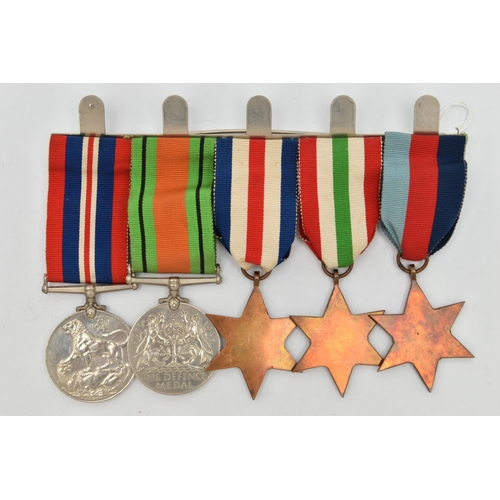 111 - A SET OF FIVE WWII MEDALS, to include a George VI 1939-1945 general service medal, a 1939-1945 Defen... 