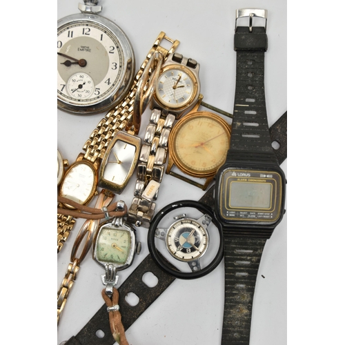 113 - ASSORTED WRISTWATCHES AND POCKET WATCHES, to include a gents gold plated 'Seiko' quartz fitted with ... 