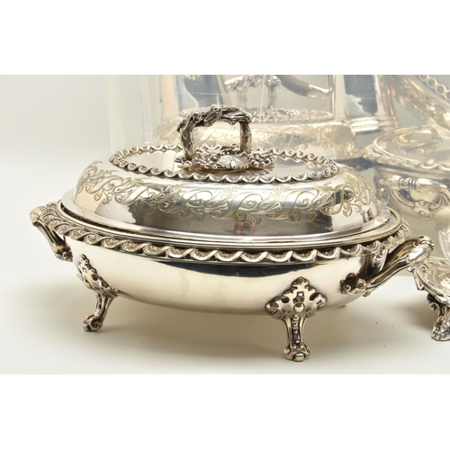 186 - A SMALL QUANTITY OF SILVER PLATE, comprising an 18th century style cafe au lait set, unmarked and a ... 