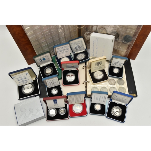 198 - A CARDBOARD BOX CONTAINING MAINLY UK COINAGE, to include 2006 Elizabeth 80th Birthday Crown Silver P... 