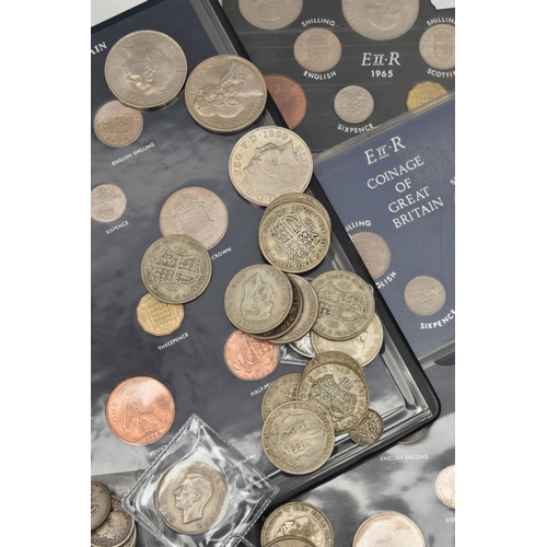 200 - A SMALL CARDBOARD BOX CONTAINING COINS AND COMMEMORATIVES, to include a parcel of approximately   40... 