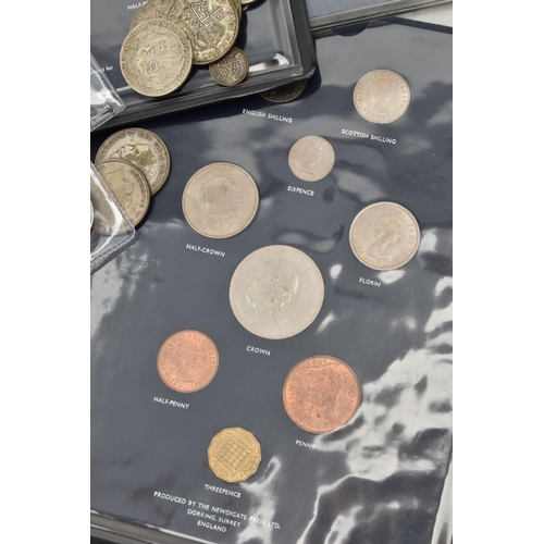 200 - A SMALL CARDBOARD BOX CONTAINING COINS AND COMMEMORATIVES, to include a parcel of approximately   40... 