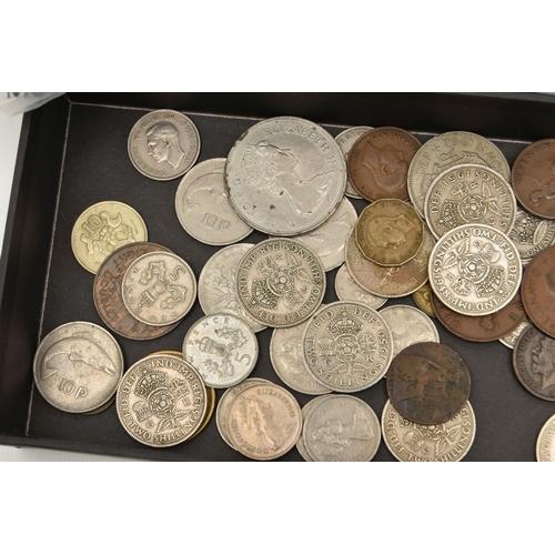 201 - A BOX AND PLASTIC TUB OF MAINLY 20TH CENTURY MIXED COINAGE