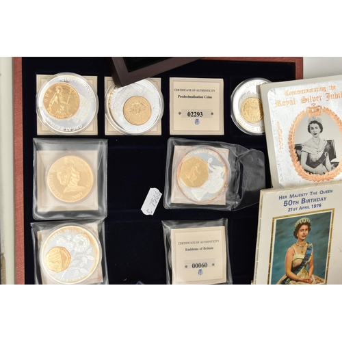 204 - A LARGE CARDBOARD BOX TO INCLUDE A CASED SET OF 20x 20 gram Silver .500 fine 2007 coins, two albums ... 