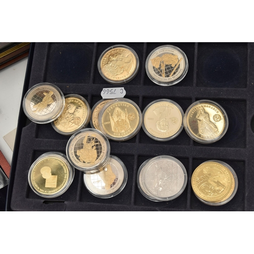 204 - A LARGE CARDBOARD BOX TO INCLUDE A CASED SET OF 20x 20 gram Silver .500 fine 2007 coins, two albums ... 