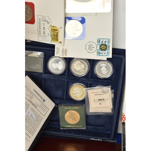 204 - A LARGE CARDBOARD BOX TO INCLUDE A CASED SET OF 20x 20 gram Silver .500 fine 2007 coins, two albums ... 