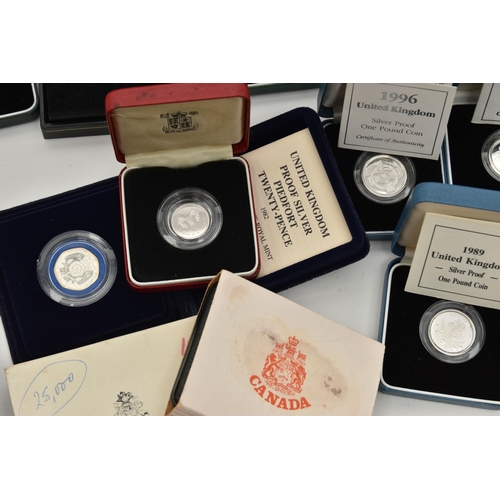 207 - A QUANTITY OF MOSTLY SILVER PROOF ROYAL MINT BOXED COINS, to include two x 1983 boxed and COA Silver... 