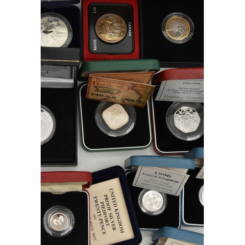 207 - A QUANTITY OF MOSTLY SILVER PROOF ROYAL MINT BOXED COINS, to include two x 1983 boxed and COA Silver... 