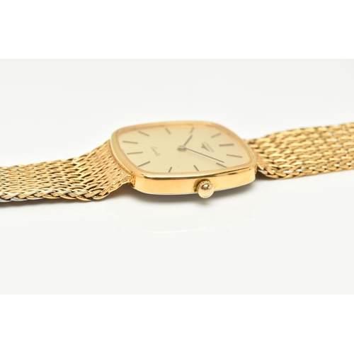 96 - A GENTS BOXED 'LONGINES' QUARTZ WRISTWATCH, rounded square gold dial signed 'Longines Quartz', baton... 