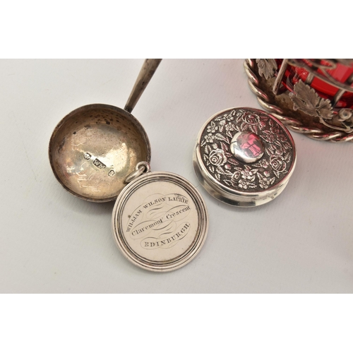 148 - A SMALL GROUP OF 19TH AND 20TH CENTURY SILVER AND PLATE, comprising a late Georgian Scottish silver ... 