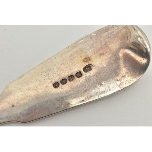 155 - A GEORGE III SILVER FIDDLE PATTERN BASTING SPOON, engraved monogram to the terminal, hallmarked 'Tho... 