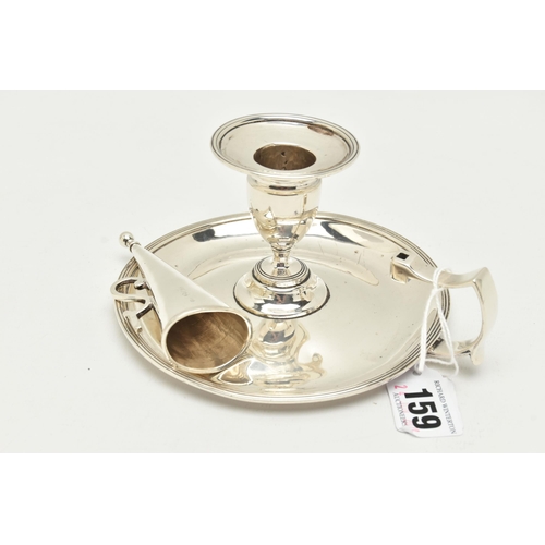 159 - A GEORGE III SILVER CHAMBERSTICK WITH SNUFFER reeded rims, removable sconce, conical snuffer with 'S... 