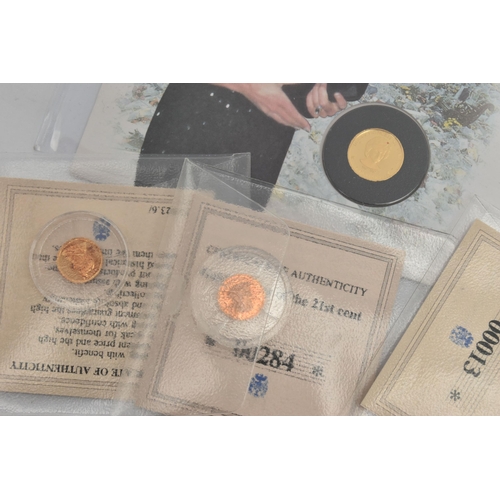 219 - A QUANTITY OF MINATURE GOLD COINAGE, to include a Royal Mail Diana Princess of Wales 1/25oz 1997 Per... 