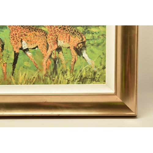 309 - ROLF HARRIS (AUSTRALIAN 1930-2023) 'FOUR GIRAFFES' a limited edition print on board, 51/195 with cer... 