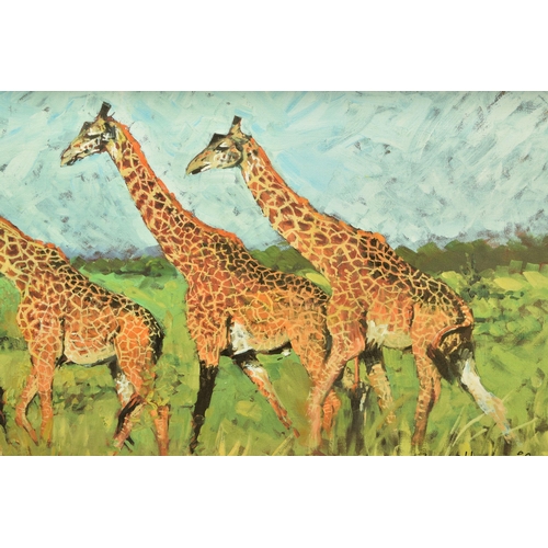 309 - ROLF HARRIS (AUSTRALIAN 1930-2023) 'FOUR GIRAFFES' a limited edition print on board, 51/195 with cer... 