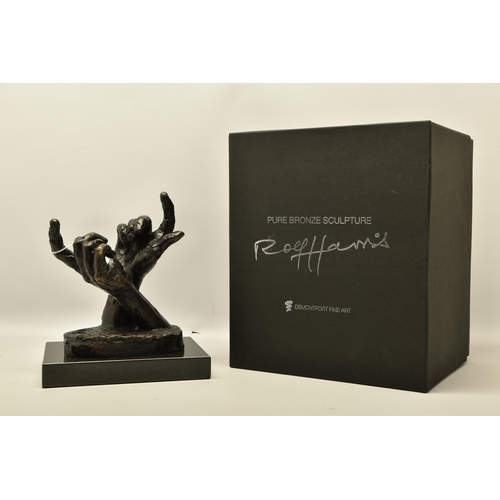 320 - ROLF HARRIS (AUSTRALIA 1931-2023) 'INTUITION' a limited edition bronze sculpture of a pair of hands ... 