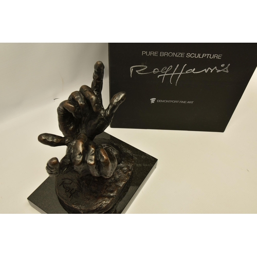 320 - ROLF HARRIS (AUSTRALIA 1931-2023) 'INTUITION' a limited edition bronze sculpture of a pair of hands ... 