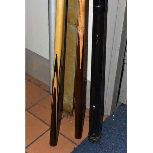 321 - TWO SNOOKER CUES WITH CASES, comprising 'The Match Cue' by Peradon & Fletcher Ltd. and a handmade 'T... 