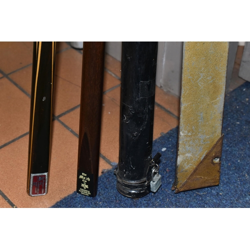 321 - TWO SNOOKER CUES WITH CASES, comprising 'The Match Cue' by Peradon & Fletcher Ltd. and a handmade 'T... 