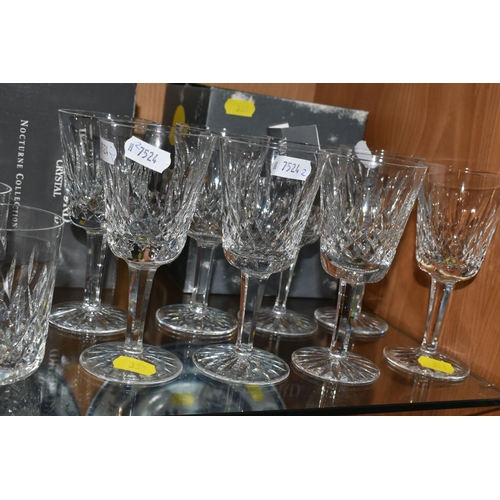 333 - A GROUP OF BOXED WATERFORD 'LISMORE' PATTERN GLASSES, comprising eight white wine glasses, six port ... 