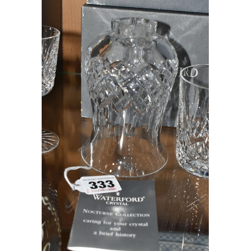 333 - A GROUP OF BOXED WATERFORD 'LISMORE' PATTERN GLASSES, comprising eight white wine glasses, six port ... 