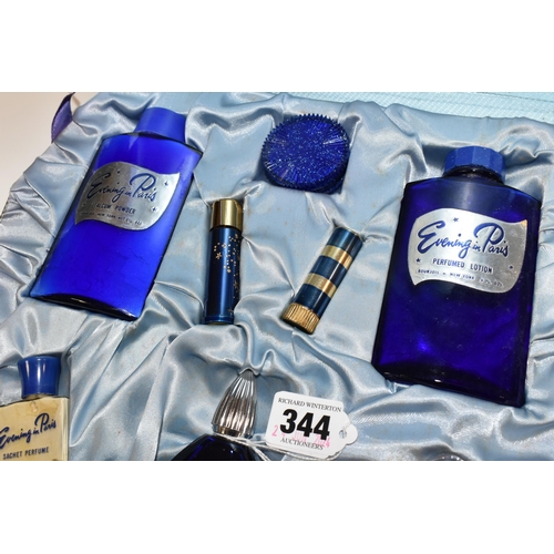 344 - A 1940'S 'AN EVENING IN PARIS' BY BORJOIS PERFUME AND TOILETRIES GIFT SET, contents include Bourjois... 