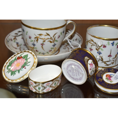 358 - A NINETEENTH CENTURY STEVENS AND HANCOCK DERBY CUP, SAUCER AND COFFEE CAN, decorated in a floral vin... 