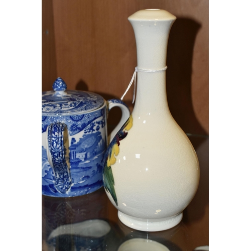 360 - A MOORCROFT POTTERY 'HIBISCUS' PATTERN TABLE LAMP BASE, decorated with blue and yellow hibiscus on a... 