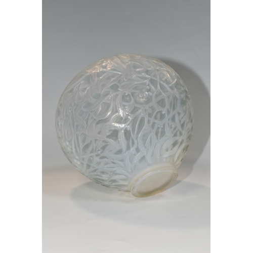 372 - A LALIQUE GUI VASE, circa 1920s, the ovoid vase moulded with mistletoe leaves and berries, model no ... 