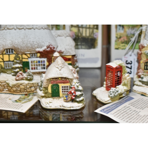 373 - THREE BOXED LILLIPUT LANE SCULPTURES FROM ILLUMINATED SNOWED/ILLUMINATED COTTAGES COLLECTIONS, all w... 