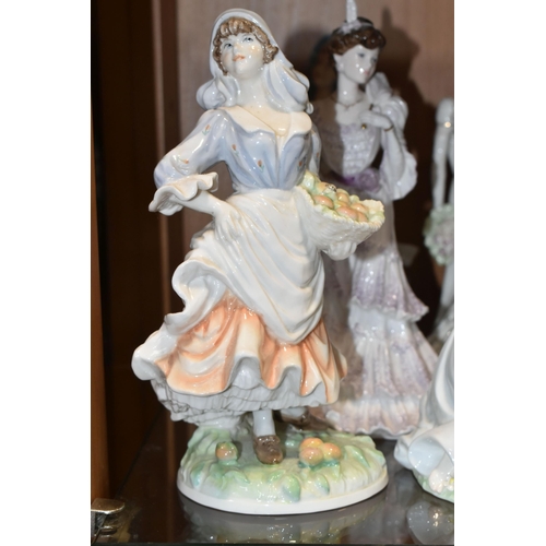 374 - SEVEN COALPORT AND ROYAL WORCESTER FIGURINES, comprising Royal Worcester Old Country Ways: Rosie Pic... 