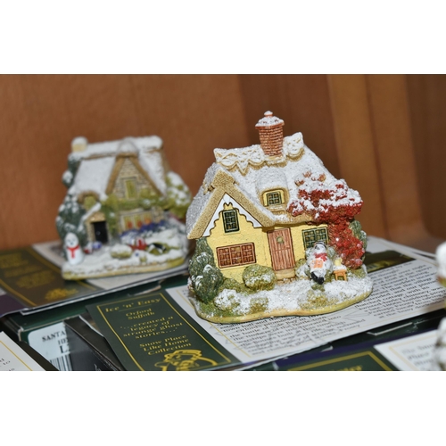 386 - TWENTY ONE BOXED LILLIPUT LANE SCULPTURES FROM VARIOUS SNOW COVERED COLLECTIONS, all with deeds, com... 