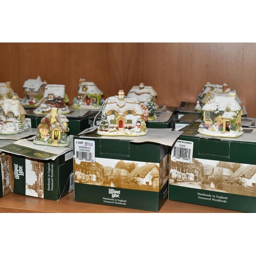 386 - TWENTY ONE BOXED LILLIPUT LANE SCULPTURES FROM VARIOUS SNOW COVERED COLLECTIONS, all with deeds, com... 