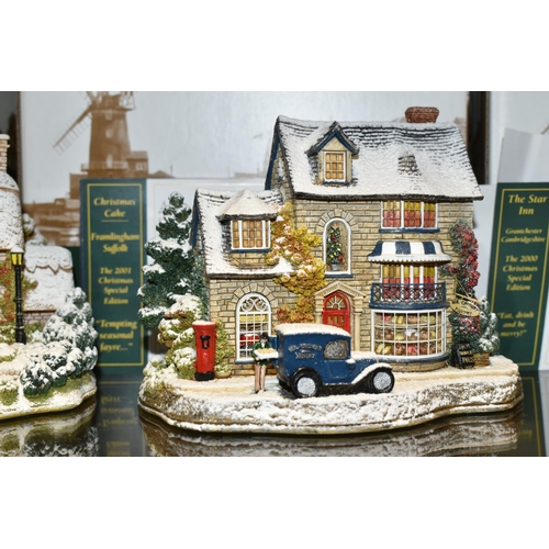 390 - FOUR BOXED LILLIPUT LANE CHRISTMAS SPECIALS, all with deeds, comprising The First Noel L2239 1999, T... 