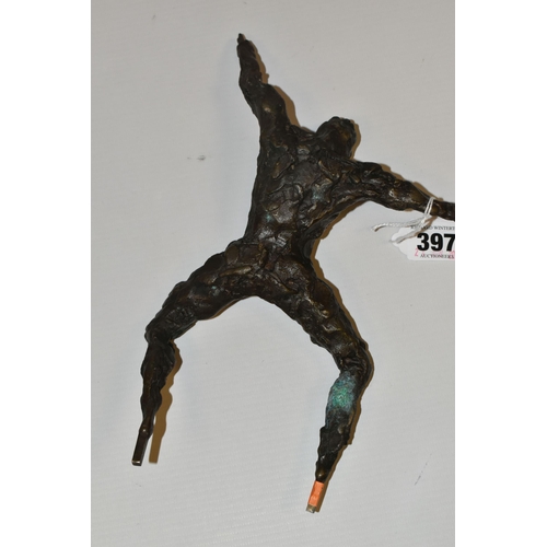 397 - A BRONZE FIGURAL SCULPTURE, male figure stamped 'CS 2/24' to back of left leg, height 25cm (1) (Cond... 