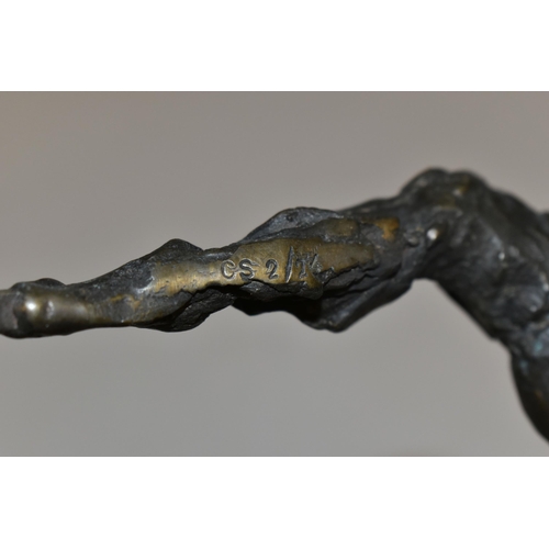 397 - A BRONZE FIGURAL SCULPTURE, male figure stamped 'CS 2/24' to back of left leg, height 25cm (1) (Cond... 